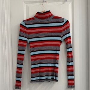 Tommy Hilfiger Red and Blue Striped Long Sleeve Top